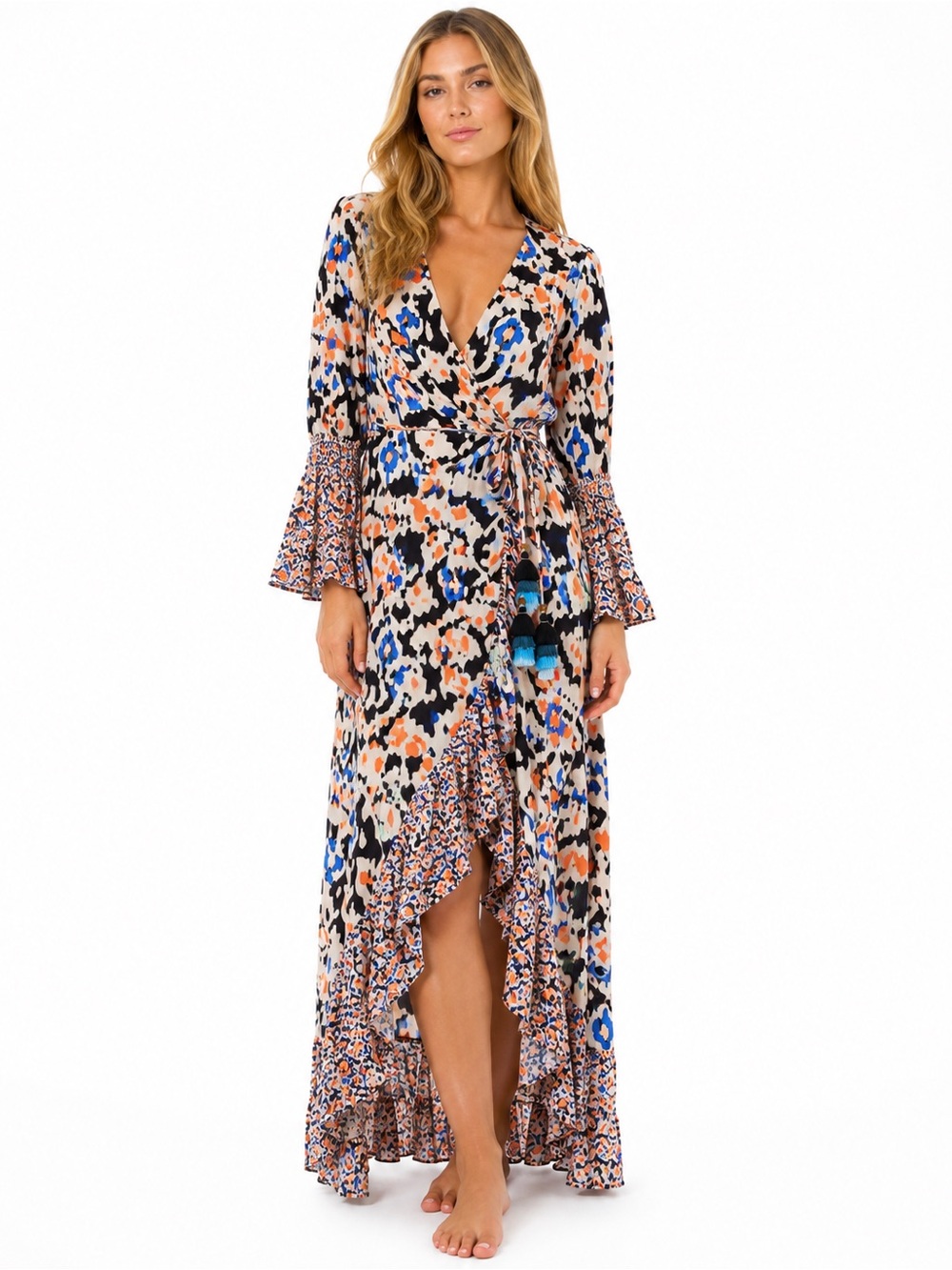 Maaji The Greatest Wrap Cover-Up Dress M Resort Boho Beach Maxi